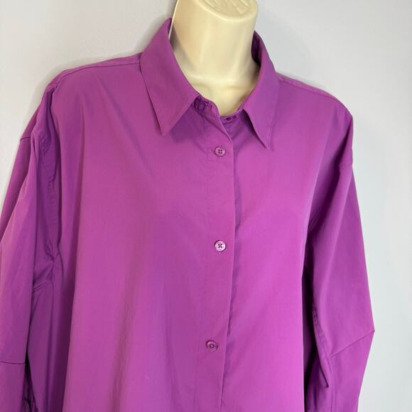 ATHLETA Oversized Poplin Top Jazzy Purple Shirt Performance Relax Women's XL - Picture 2 of 11
